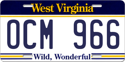 WV license plate OCM966
