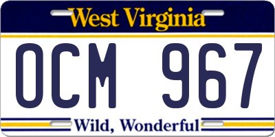 WV license plate OCM967