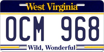WV license plate OCM968