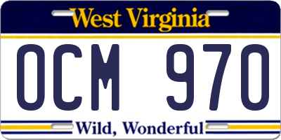 WV license plate OCM970