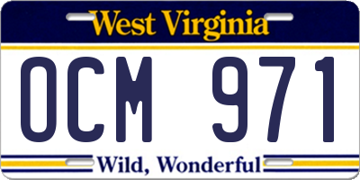 WV license plate OCM971