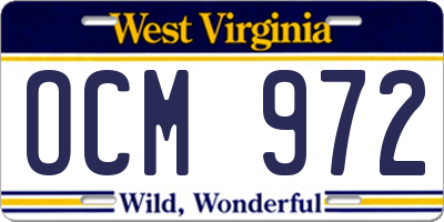 WV license plate OCM972