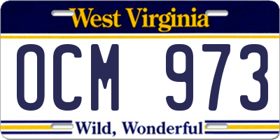 WV license plate OCM973