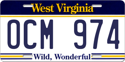 WV license plate OCM974