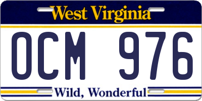 WV license plate OCM976