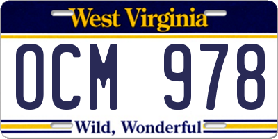 WV license plate OCM978