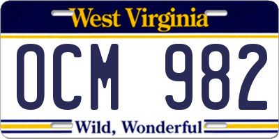 WV license plate OCM982