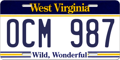 WV license plate OCM987