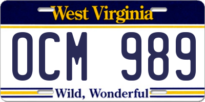 WV license plate OCM989