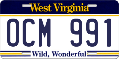 WV license plate OCM991