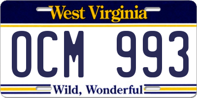 WV license plate OCM993