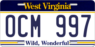 WV license plate OCM997