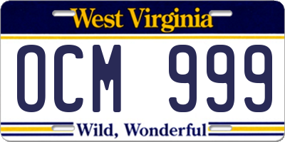 WV license plate OCM999