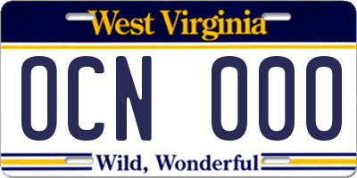 WV license plate OCN000