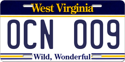 WV license plate OCN009