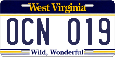 WV license plate OCN019