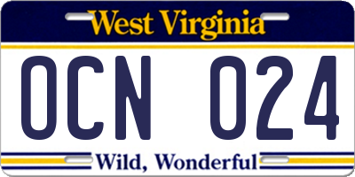 WV license plate OCN024