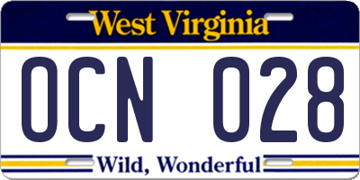 WV license plate OCN028