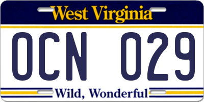 WV license plate OCN029