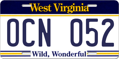 WV license plate OCN052