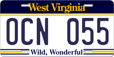 WV license plate OCN055