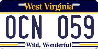 WV license plate OCN059