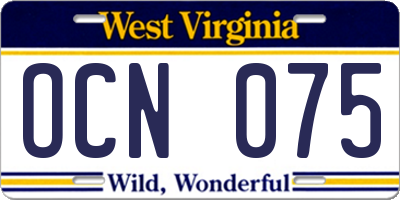 WV license plate OCN075