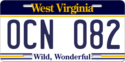 WV license plate OCN082