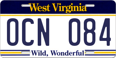 WV license plate OCN084
