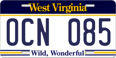 WV license plate OCN085
