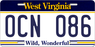 WV license plate OCN086