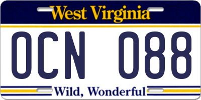 WV license plate OCN088