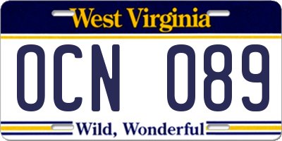 WV license plate OCN089