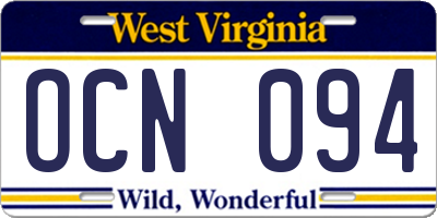 WV license plate OCN094
