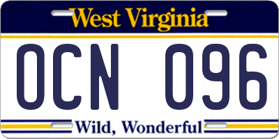 WV license plate OCN096