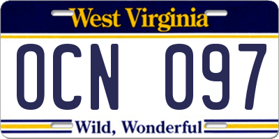 WV license plate OCN097