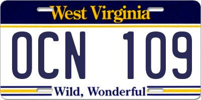 WV license plate OCN109
