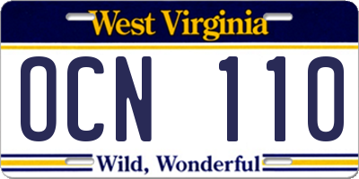 WV license plate OCN110
