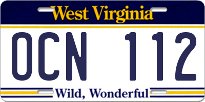 WV license plate OCN112
