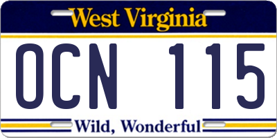 WV license plate OCN115