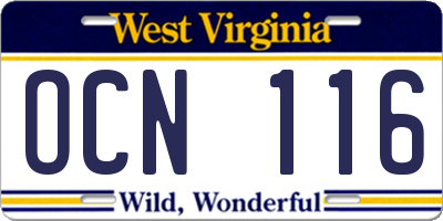 WV license plate OCN116