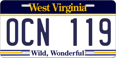 WV license plate OCN119