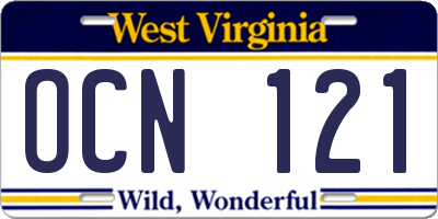 WV license plate OCN121
