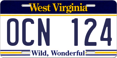 WV license plate OCN124
