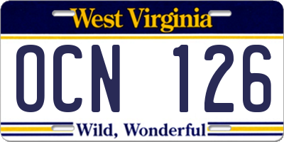 WV license plate OCN126