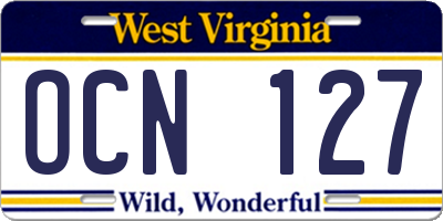 WV license plate OCN127