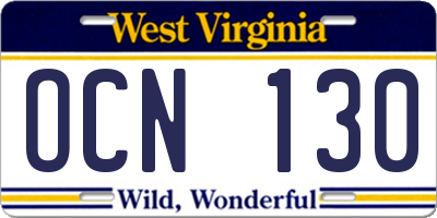 WV license plate OCN130