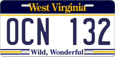 WV license plate OCN132