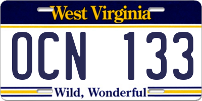 WV license plate OCN133