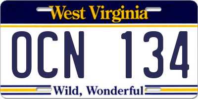 WV license plate OCN134